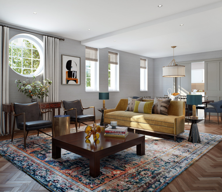 Living room design includes vintage furniture