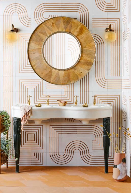 Mazes tiles in white and marigold from Bert & May