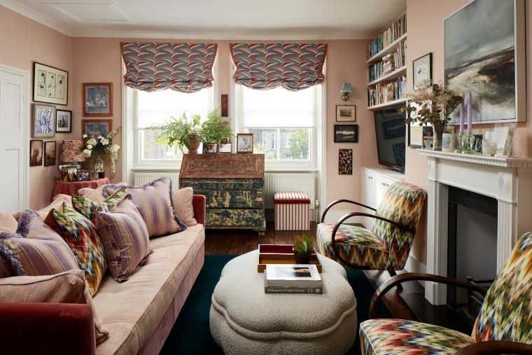 The living room at Cath Beckett's home Yellow London