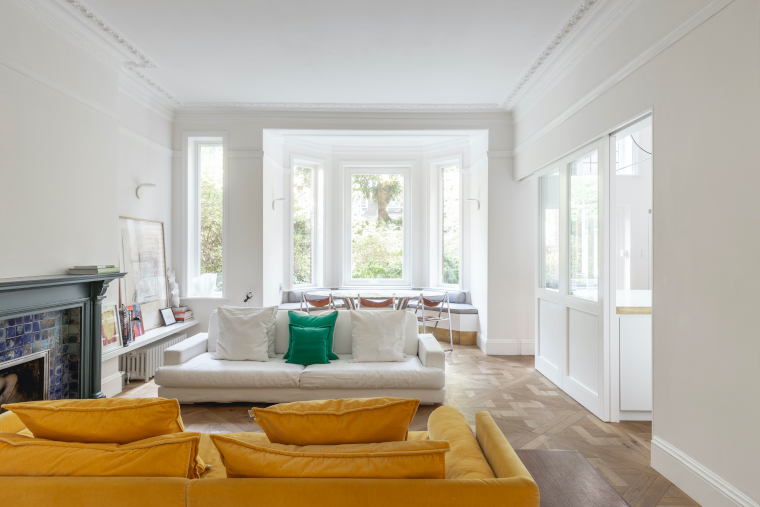 view towards the bay window in the duplex apartment