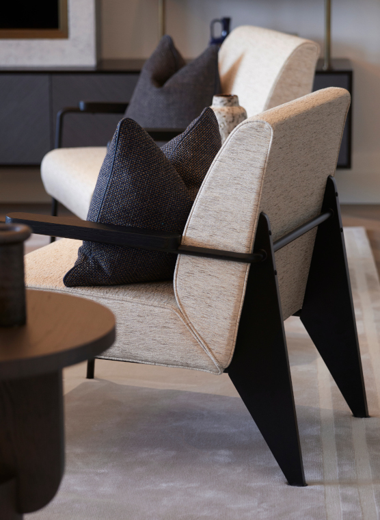 Chair with exposed detailing